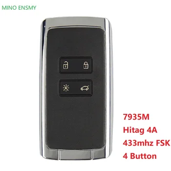 

Free shipping New Smart Remote key card 433.92Mhz FSK 4 Buttons For Renault Megane 2015 with 7953M chip Hitag AES 4A