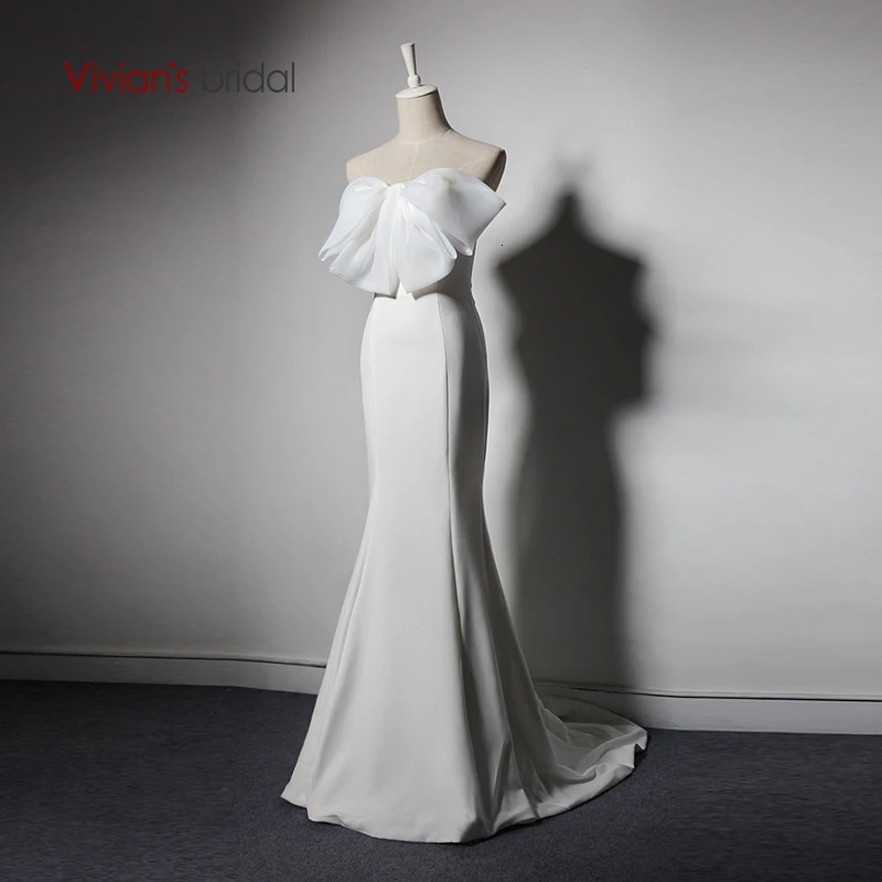 Vivian's Bridal прекрасное вечернее платье с большим бантом сексуальное, с лифом сердечком, с открытой спиной и шлейфом шифоновое платье Элегантное Длинное торжественное платье