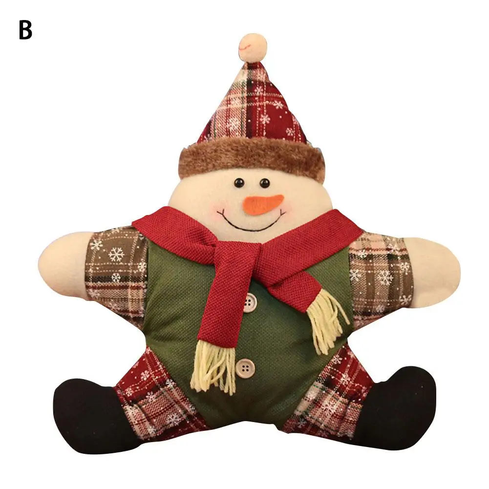 B Navidad Подушка с пятью звездами Снеговик Санта Клаус Олень мультяшная Подушка Новогоднее Рождественское украшение для дома - Цвет: B