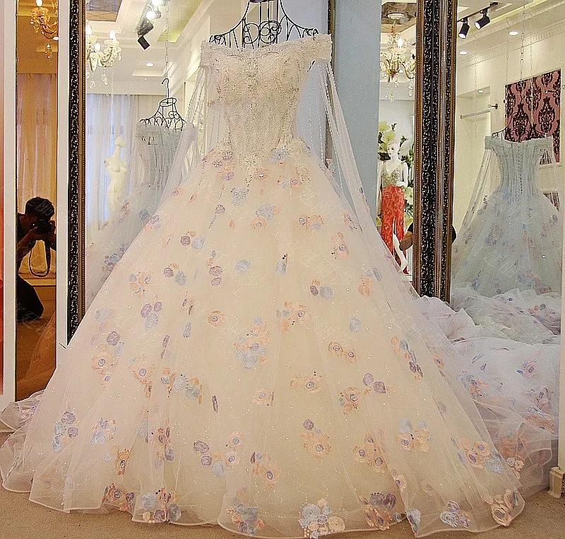 Vestido de noiva, свадебное платье с рукавами-крылышками и кристаллами, v-образный вырез, vestido de noiva com renda, бальное платье, vestido de casamento Novia