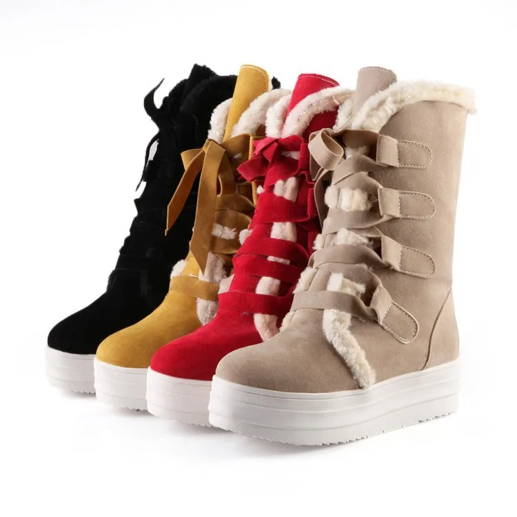 

Ladies' Side with New Snow Boots, Matte, Warm, Breathable, Thick Hair, Solid Color, Waterproof Platform, Large Size Women'sShoes