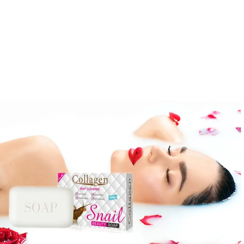 Очищающее мыло с улиточным коллагеном, восстанавливает воду, уменьшает черные пятна меланина, удаляет клещей, убивает бактериальный грибок, мыло для ванны