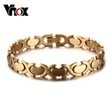 Vnox Для женщин браслет Нержавеющая сталь сердца ювелирных изделий партии Регулируемый Размеры серебро/золото-цвет