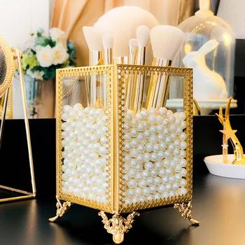 

High quality makeup brush eyebrow pencil Lipstick comb glass storage box dressing table Cosmetic Display storage Organizer
