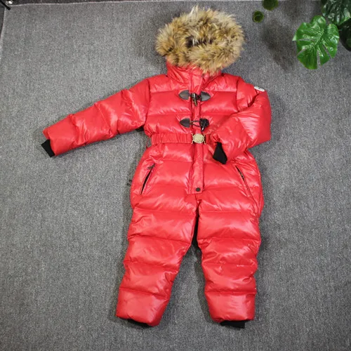 Зимние куртки-пуховики для детей комбинезон для детей на-30 теплое пуховое пальто от 1 до 4 лет теплая зимняя одежда детская одежда для мальчиков и девочек - Цвет: hongred