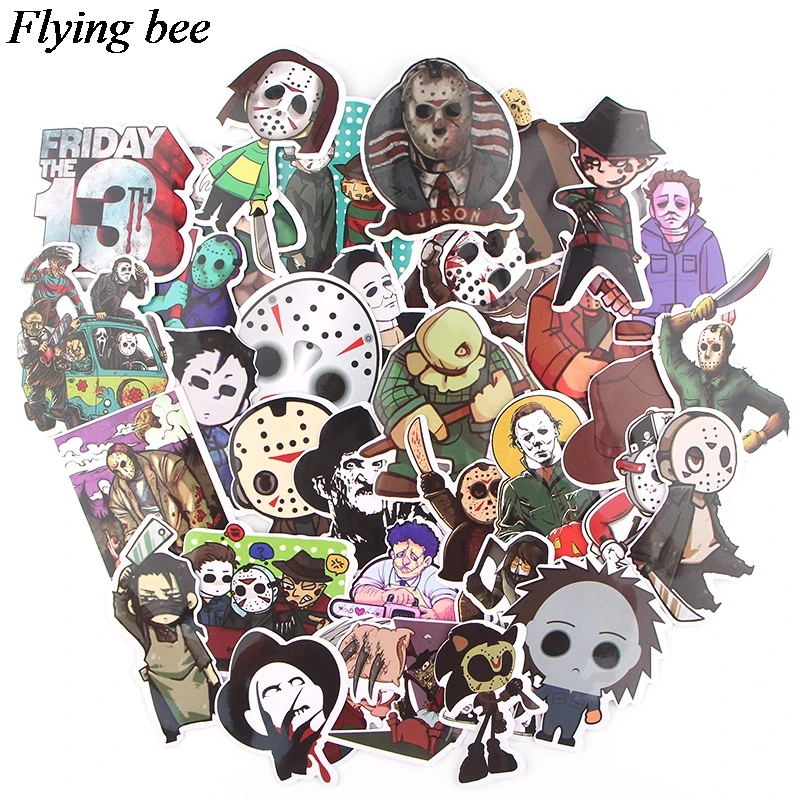 Flyingbee 35 шт. наклейки серии ужасов для DIY багажные Стикеры автомобиля ноутбука