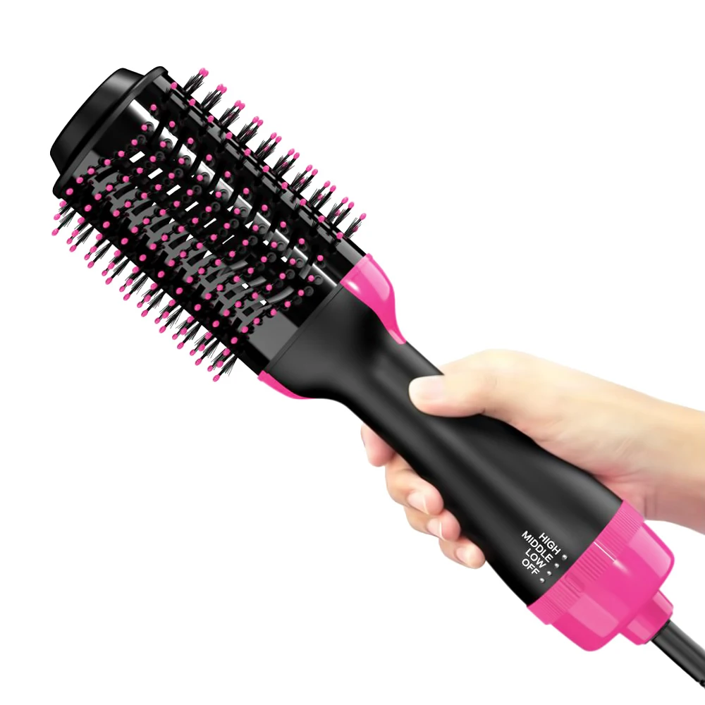 Secador de pelo voluminizador eléctrico de 1000W, cepillo de aire caliente, Alisador, rizador, peine, secador de pelo y Styler