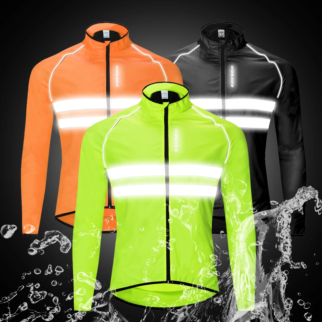 WOSAWE Windproof Cycling Jacket Men Waterproof Reflective Ropa Maillot Ciclismo Ultralight Bike Long sleeve MTB Bike Windbreaker