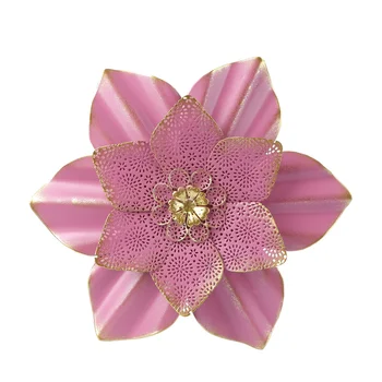 

1Pc Artificial Flower Metal Wall Decoration Creative Indoor Ornament (Pink)