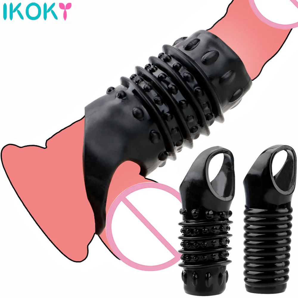 1/2 pcs Large Size Penis Extender Condoms Reusable Penis Sleeve Girth Impotence Dick Enlargement Sex Toys Cock Ring For