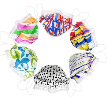 

10PCs Colorful Adult Female Printing Disposable Mouth Masks Dustproof Non-woven Fabric 3 Layers Fashion Mask
