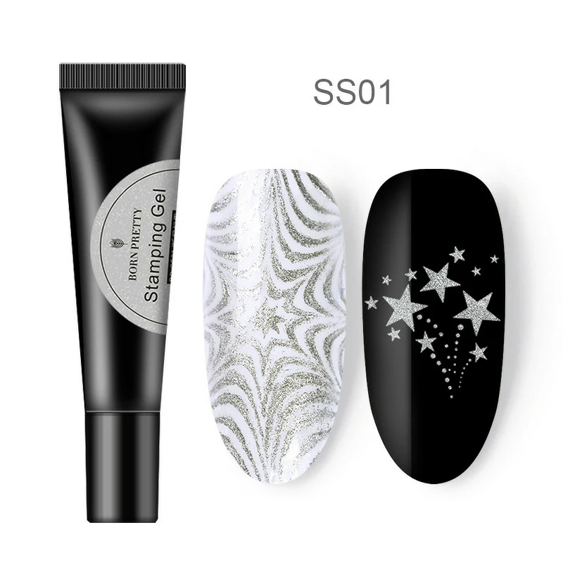 BP-SS01 BORN PRETTY Блестящий штамповочный гель для ногтей 8 мл блестящая пудра замочить от УФ-гель для дизайна ногтей Гель-лак для ногтей - Цвет: BP-SS01