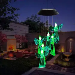 New Solar Wind Chime Light Blue Angel Transparent Angel Solar Wind Chime Light girls decor room