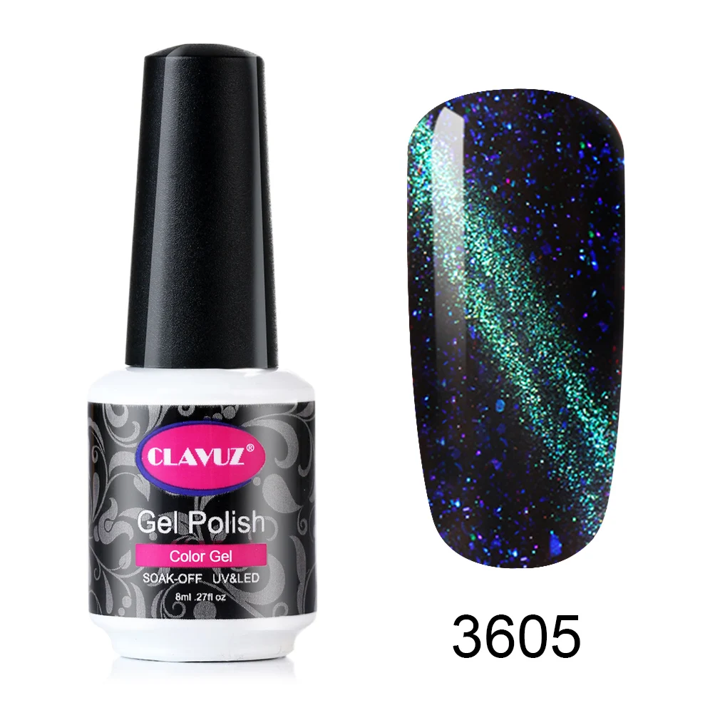 3605 CLAVUZ 8 мл Galaxy Гель-лак для ногтей черная основа необходимый кошачий глаз УФ-гель для ногтей замачиваемый Магнитный Гель-лак маникюрный лак - Цвет: 3605