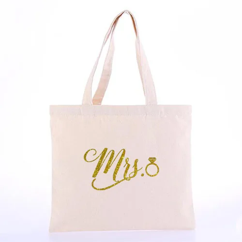glitter gold Mrs Холщовая Сумка для невесты, свадебный подарок подружки невесты, вечерние, для помолвки, для душа, блестящая золотая сумка для невесты, для путешествий, для медового месяца - Цвет: glitter gold Mrs