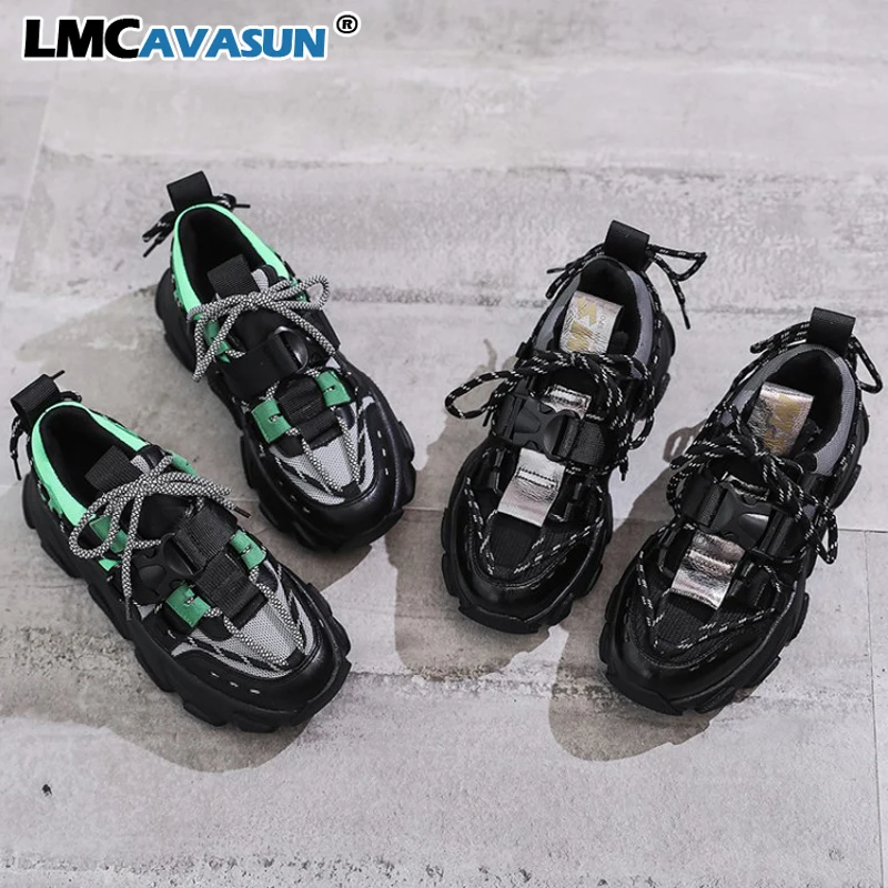 

LMCAVASUN Women Platform Chunky Sneakers 5cm high lace-up Casual Vulcanize Shoes luxury Designer Old Dad female fashion Sneakers