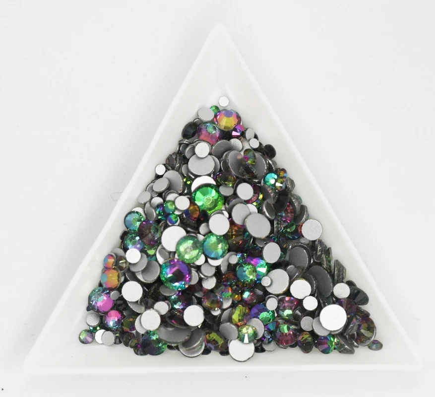 Green Volcano color Glass 3D Nail Art Decorations ss3 ss4 ss5 ss6 ss8 ss10 ss12 ss16 ss20  Crystal Nails Non HotFix Rhinestones all sizes fluorescence glass nail art non hotfix rhinestones ss4 30 strass nail art decorations rhinestones luminous crystal ab