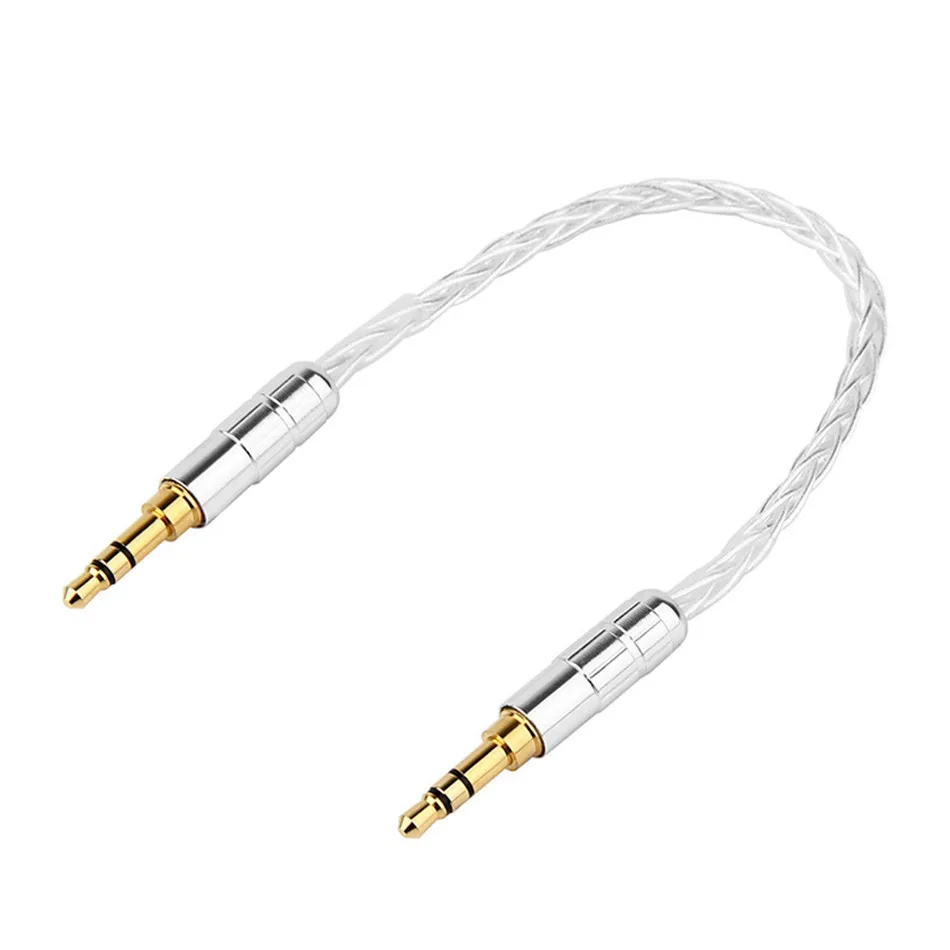 Jack 3 5 Aux Cable Audio Cable 3 5mm Speaker Wire Car Headphone 3 5 mm Male to Male Stereo Gold Plated Cord 20cm Black Silver