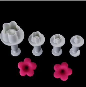 

4Pcs/Set Plum Flower plastic Plunger F ondant Cutter C ookie Biscuit c ake Mold Sugarcraft c ake D ecorating Tools 70 80