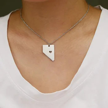 

Simple USA State Map necklace stainless steel Nevada Map pendant necklace.