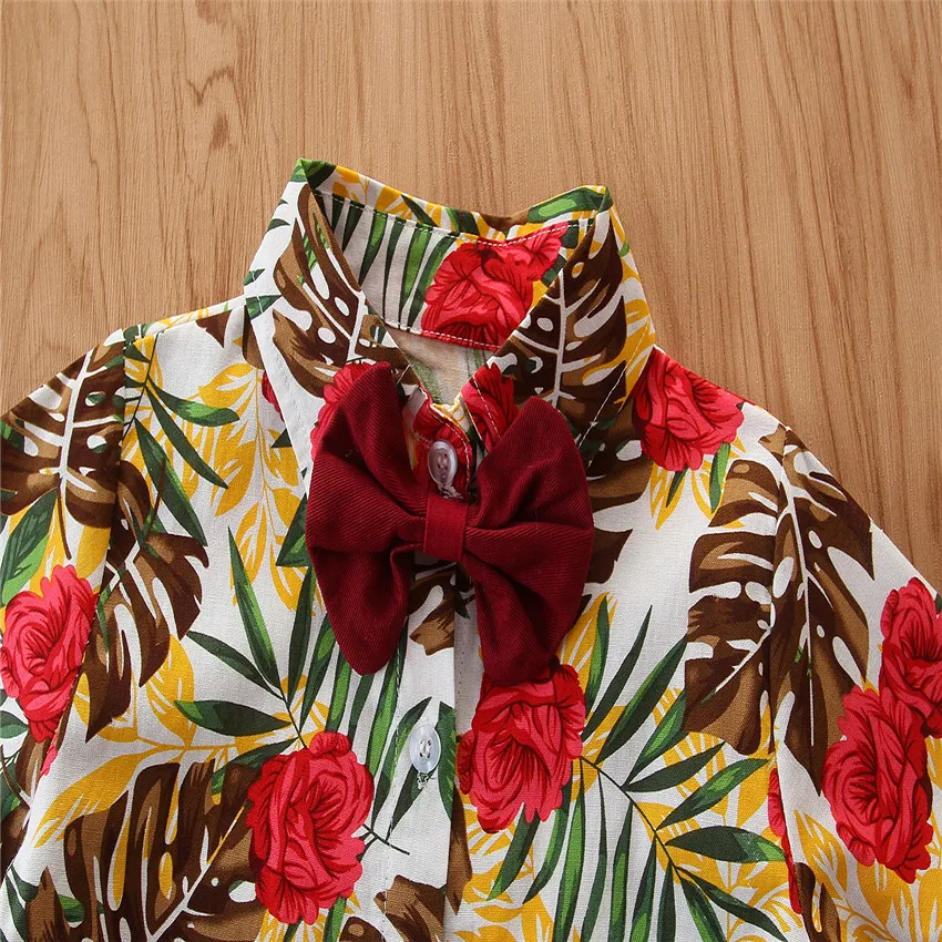 PUDCOCO/футболка с длинными рукавами для маленьких мальчиков+ комбинезон праздничная одежда рубашки с принтом для мальчиков Формальный комплект из 2 предметов