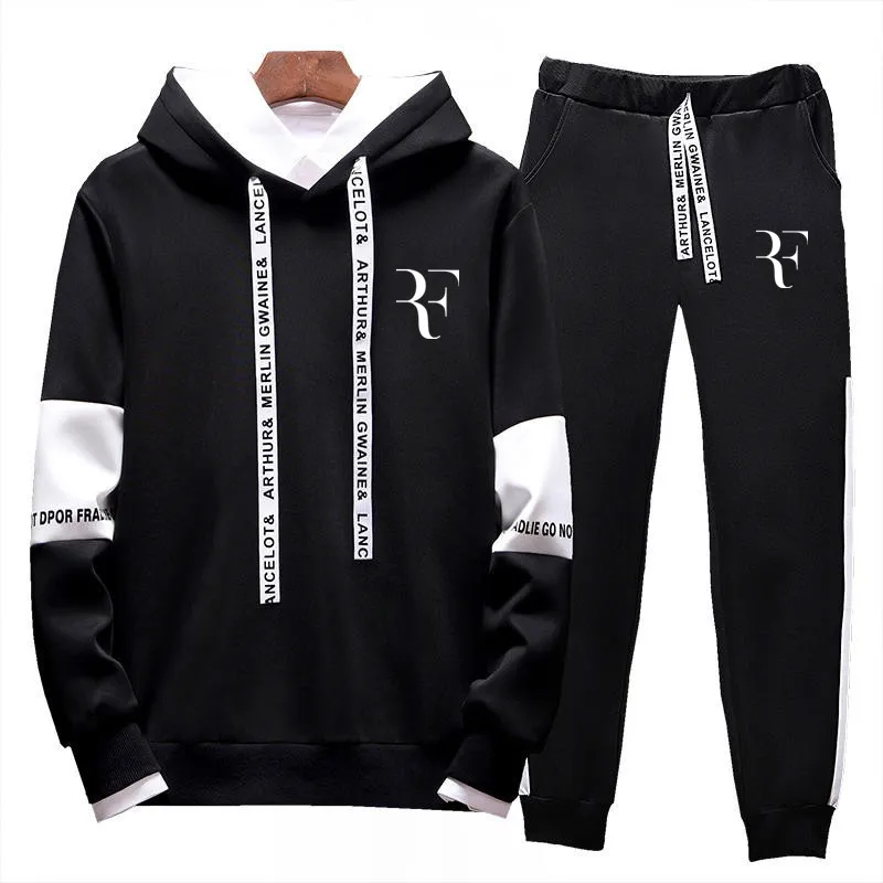 

2019 Male Suit Pullover Two Piece Set Casual Sets Tracksuit Men Autumn Winter Hooded Sweatshirt Drawstring Outfit Sportswear