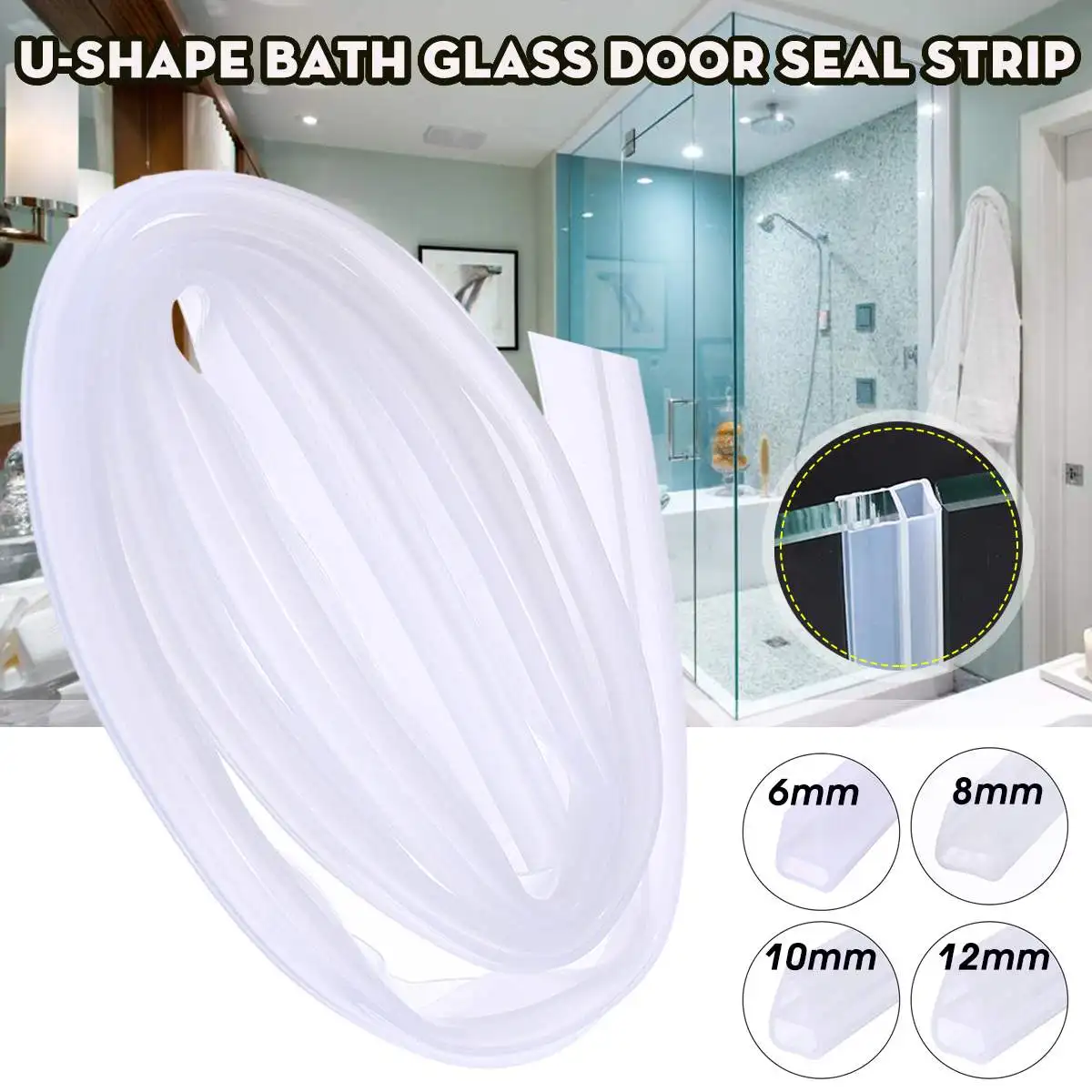 

U Shape 6/8/10/12mm Shower Soundproof Rubber Seal Strip Silicone Sliding Window Seal Door Weather Strips