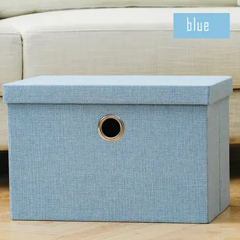 

1 Pcs Clothes Storage Box New Cotton Linen Storage Box Stainless Steel Hole Sundries Large Bag Storage Box Portable With Cover