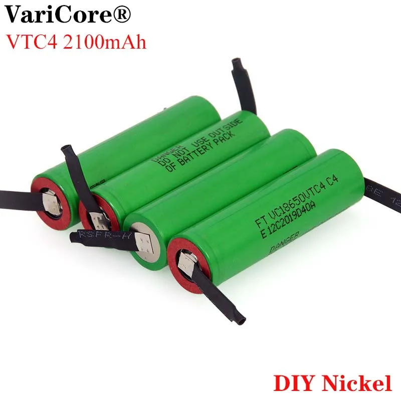 

VariCore 100% Original 3.6V 18650 VTC4 2100mAh High drain 30A Rechargeable battery VC18650VTC4 +DIY Nickel sheet
