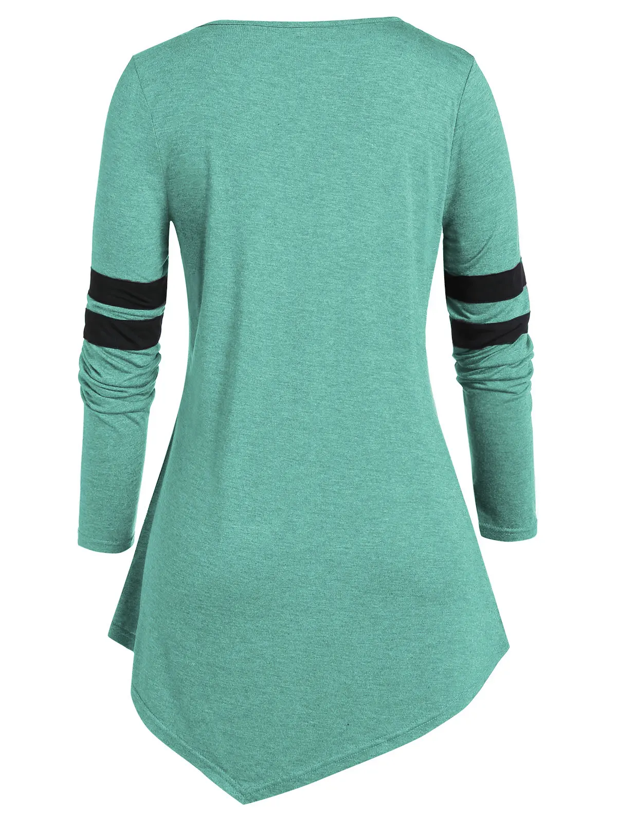 ROSEGAL, ассиметричная футболка размера плюс с длинным рукавом и принтом черепа, женские готические топы, Пуловеры с круглым вырезом, повседневные футболки, осень