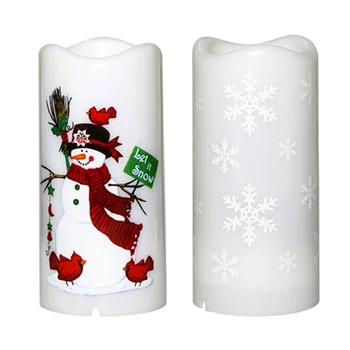 

Christmas Decoration Ornaments Creative LED Candle Projection Lamp Snowflake Snowman Pattern Night Light Home Decor Props