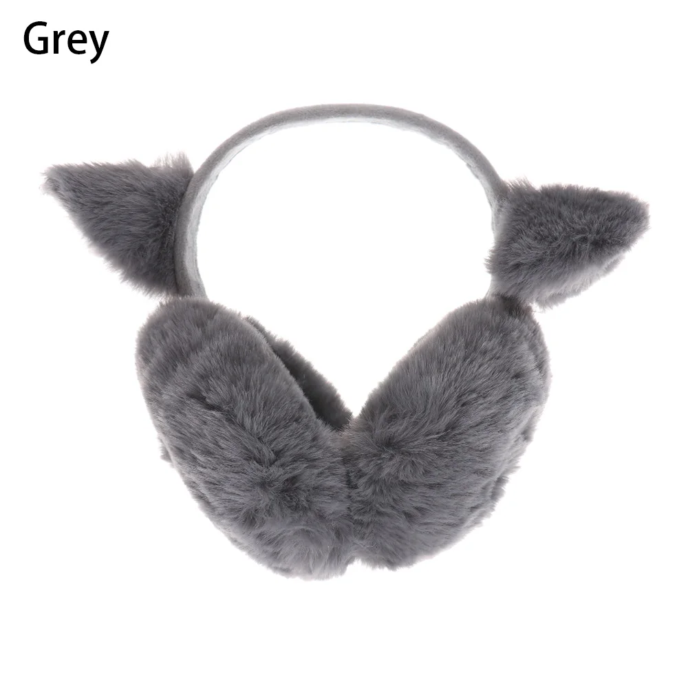 grey Блёстки складные кошачьи уши наушники для женщин и девочек плюшевые меховые ушные теплые Булочки с повязка на голову с блестками 3D мультфильм LAS - Цвет: grey