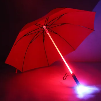 

Plastic Red Hiking Rain Transparent Led Umbrella Men Women Flashing On Night Light Holder Roller Waterproof Windproof Umbrellas