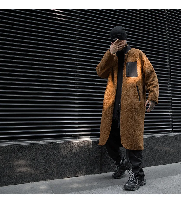 Хорошее качество мужской зимний Корейский стиль Реверсивный длинный Тренч пальто хип-хоп куртка мужская водолазка готическое винтажное пальто в стиле панк