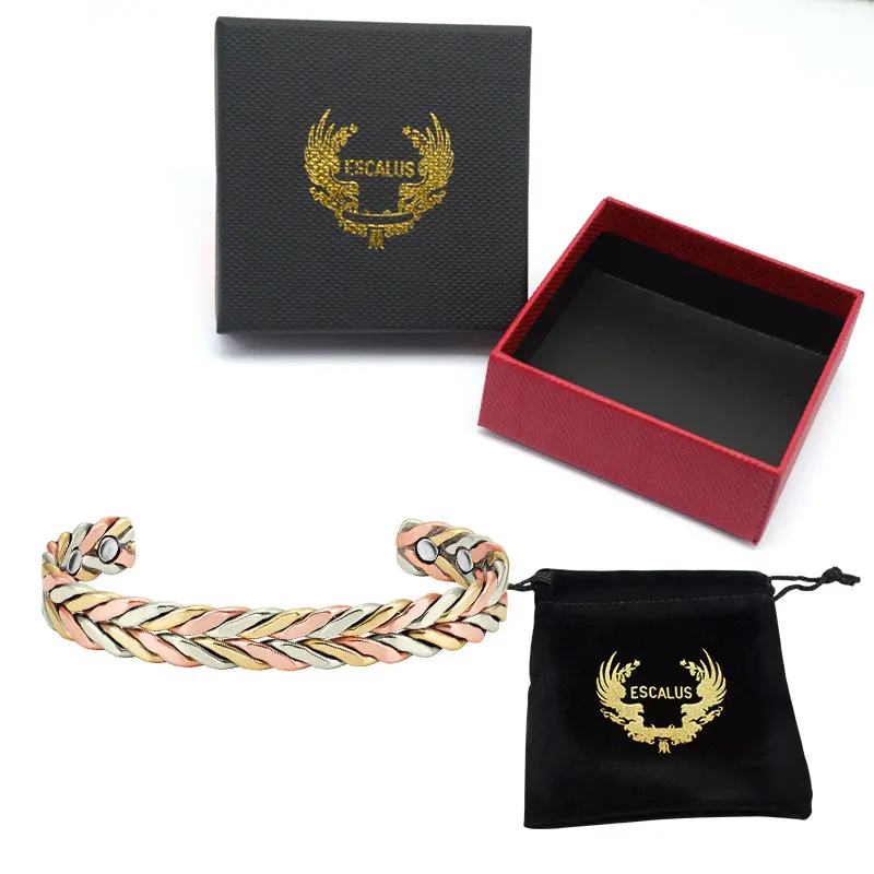 Add box MBG201 Escalus Исцеление чистого Медь Для женщин браслет био энергетические Для мужчин Магнитная 3 тон цвета: золотистый, серебристый розово-золотой Цвет Браслеты& Браслеты ювелирные изделия - Окраска металла: Add box MBG201