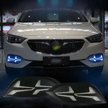 

For Buick Regal 2017-2018 Three Functions Car LED Daytime Running Lights fog lamp 2Pcs Waterproof LED Daylight New High Quality