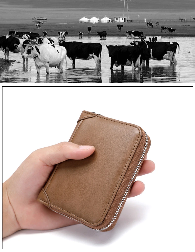 SOUTH GOOSE New Genuine Leather Card Wallet Anti-RFID Men Business Credit Card Holder Women ID Passport Purse Multi-card Clutch