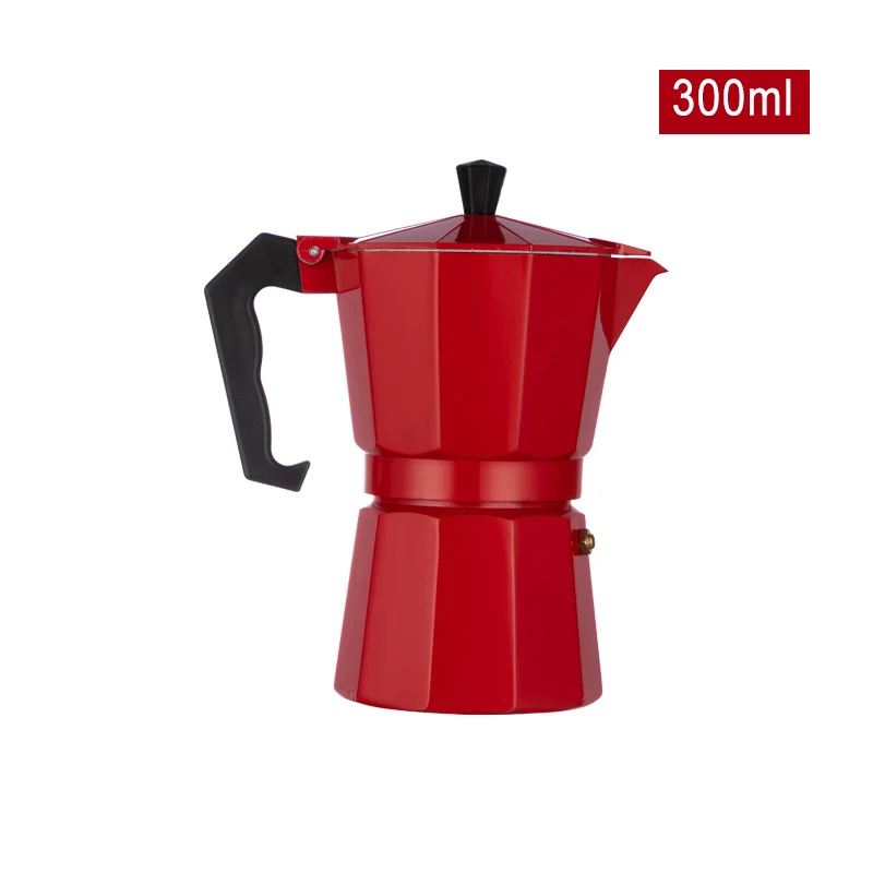RED300 GUNOT алюминиевый чайник Moka, матовый текстурированный кофейник, обогреваемая Итальянская Кофеварка, чайник эспрессо, Перколятор, кухонные инструменты - Цвет: RED300