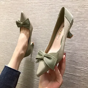 

2020 Spring Women's High-heeled Shallow Mouth Pointed Pumps Pointed Toe Shoes Women Female Wedding Shoes Sexy High Heels