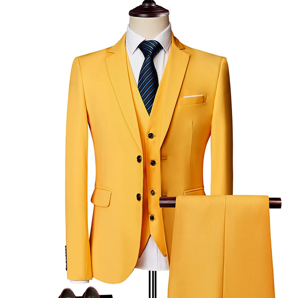 Pure Color Men Formal Suits Fashion Business Casual Banquet Male Suit Jacket +Vest + Pants Size 6XL 2/3 Piece Suits for Wedding Pure Color Men Formal Suits Fashion Business Casual Banquet Male Suit Jacket +Vest + Pants Size 6XL 2/3 Piece Suits for Wedding