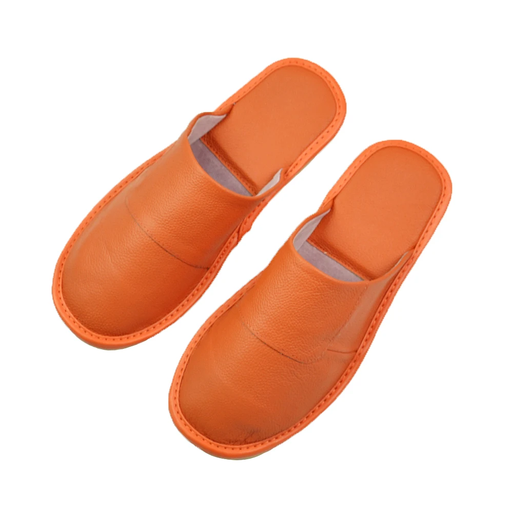 Genuine Cow Leather slippers couple indoor non-slip men women home fashion casual single shoes PVC soft soles spring summer 508