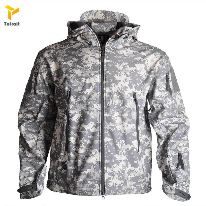 TOtrait Outdoor Military Tactical Hiking Jacket Softshell Outdoor sport Hunting Camping Coat Hooded Army Outerwear
