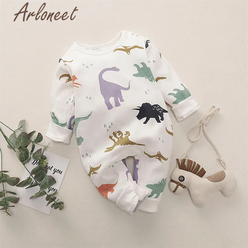 Одежда arloneet; хлопковый комбинезон для новорожденных мальчиков; комбинезон с длинными рукавами; комбинезон с рисунком динозавра; комплекты одежды для маленьких мальчиков и девочек