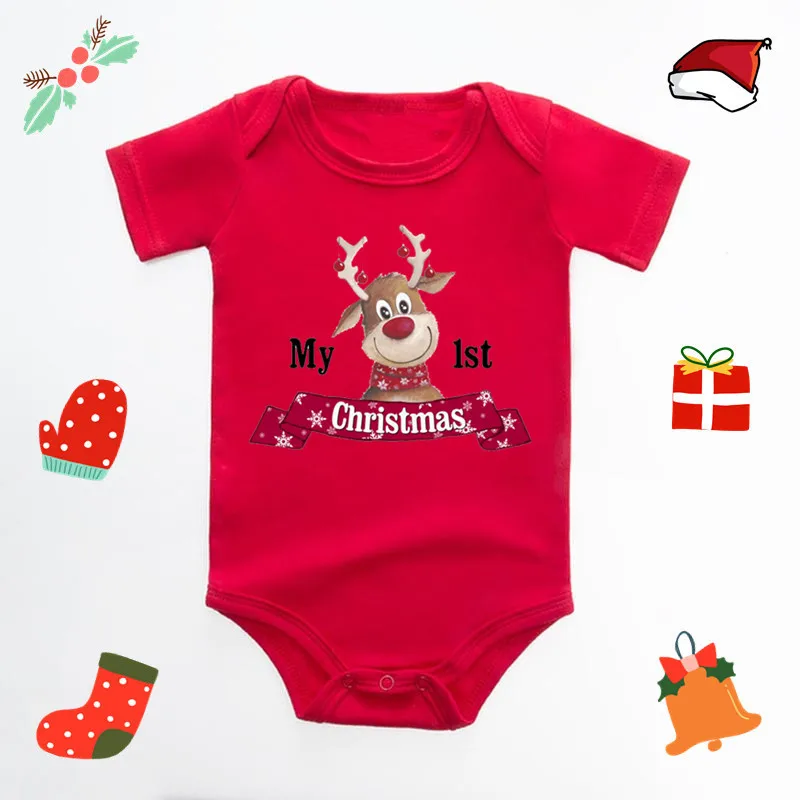 My First Christmas Baby Bodysuit Infant Baby Red 100% Cotton Christmas Romper Toddler Boys Girls New Year Clothes Drop Shipping