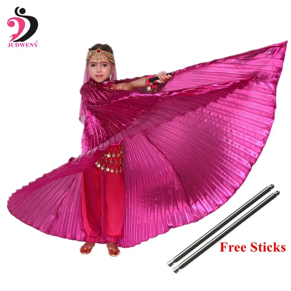 

Belly Dance Wings Sticks Bag Isis Wings Bellydance Egypt Belly Dancing Costumes Set for Children Girls Kids Gold 10 Colors