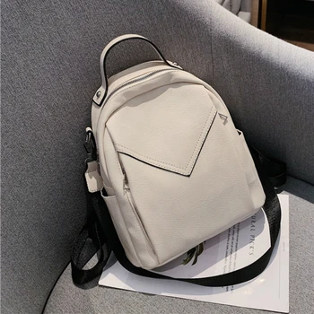 

Women Convenient Solid Color PU Leather Backpacks 2020 Fashion Female Small Backpack Lady Back Pack For School Teenagers Girls