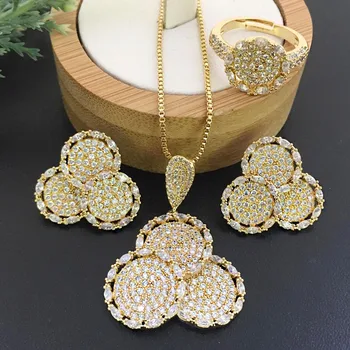 

Vanifin Fashion Jewelry Anomaly Geometry circle Micro inlay Necklace with Earrings for Wedding Banquet Luxury Best Gift