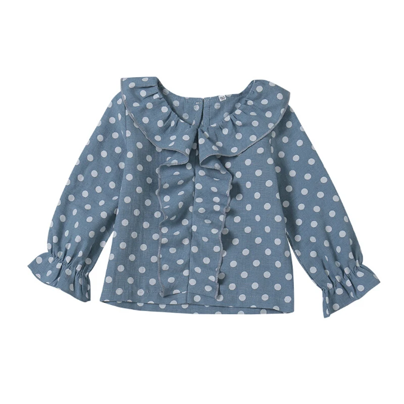 

New Girls Spring Autumn Clothing Top Blouse For Girls Dot Print Girls Shool Blouse Shirt Fashion Long Sleeves Baby Girl Clothing