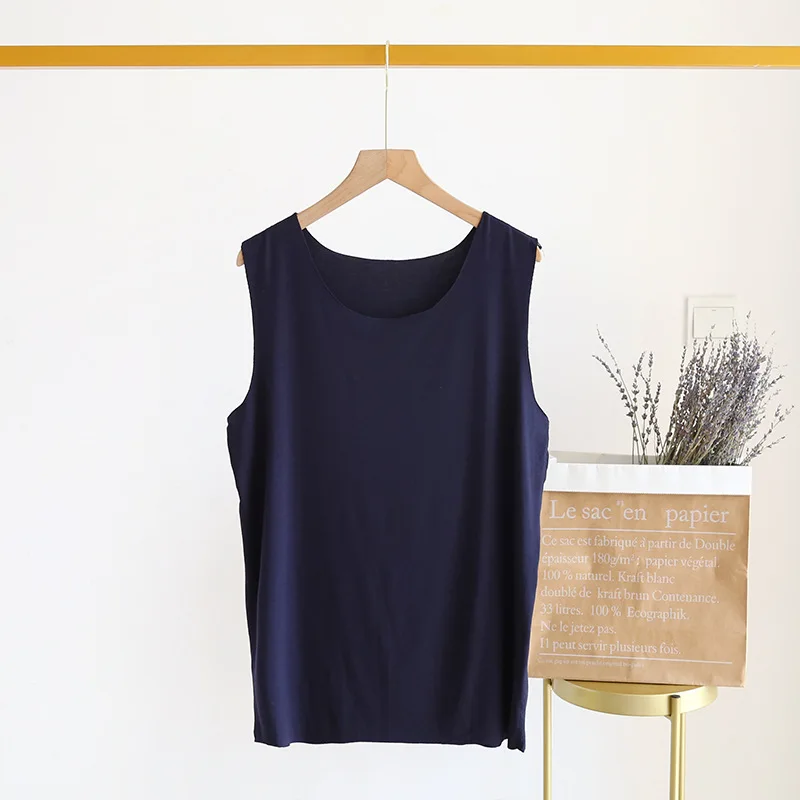 Summer new men's vest modal inner wear base fitness wide-shoulder sports plus size pajamas cool and loose singlet underwear