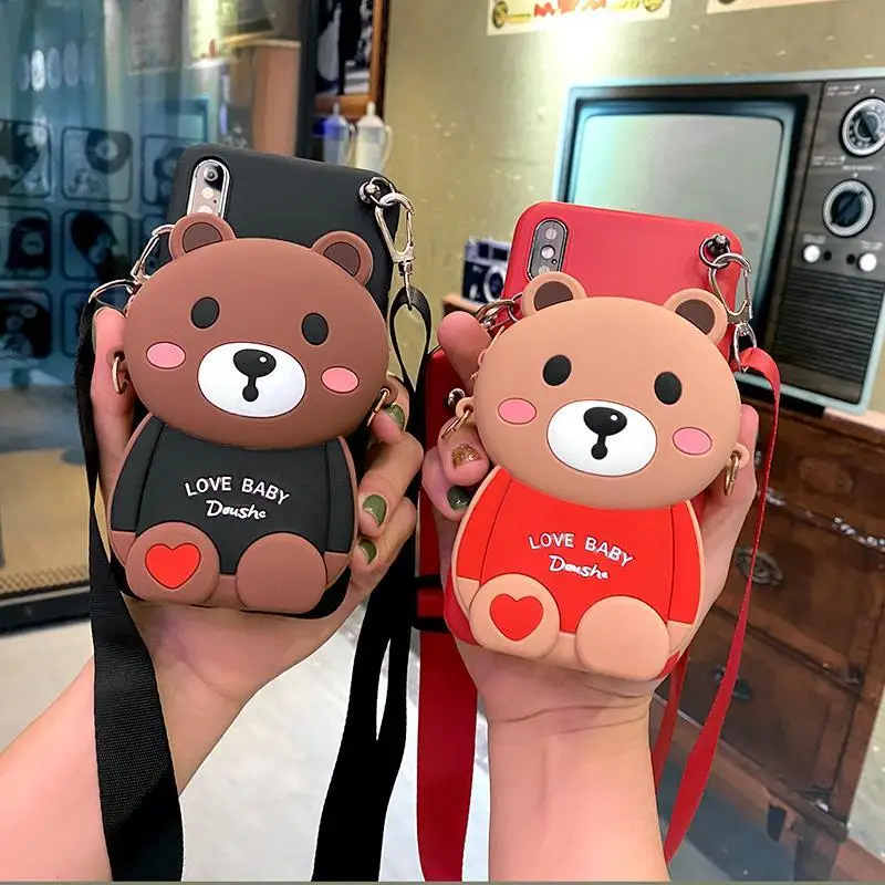 cases for iphone 11 Bear Wallet Bag Soft TPU Case For iPhone 12 11 Pro Max Xs XR 6 7 8Plus Case 11 phone case